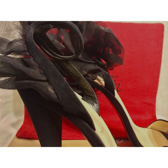 Jacqueline De 120 Black Suede Ankle Heel Pump - Picture 2 of 7